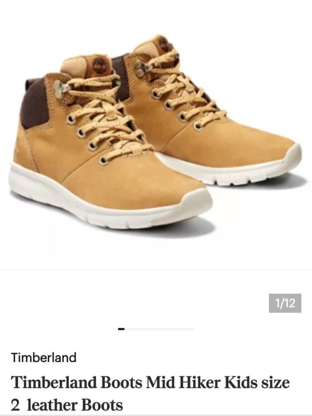 Timberland Boots Mid Hiker Kids size 2  leather Boots